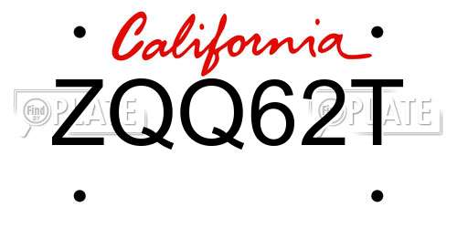ZQQ62T California License Plate