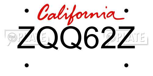 ZQQ62Z California License Plate