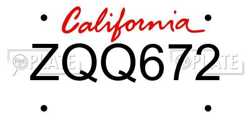 ZQQ672 California License Plate