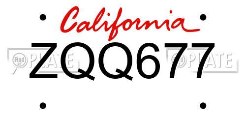 ZQQ677 California License Plate