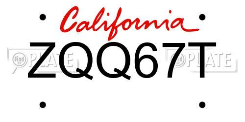 ZQQ67T California License Plate