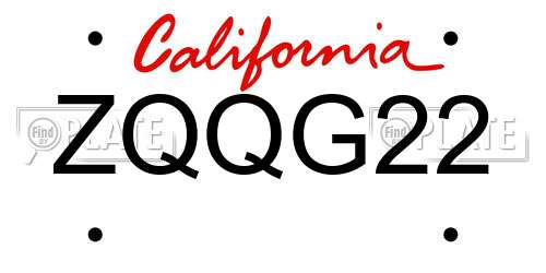 ZQQG22 California License Plate