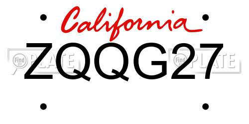 ZQQG27 California License Plate