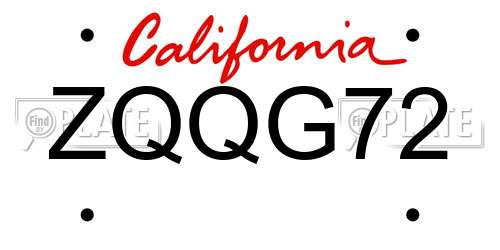 ZQQG72 California License Plate