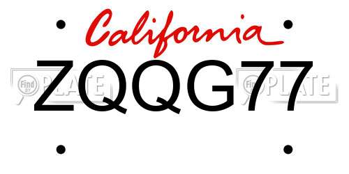 ZQQG77 California License Plate