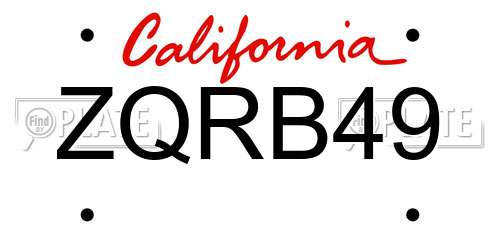 ZQRB49 California License Plate