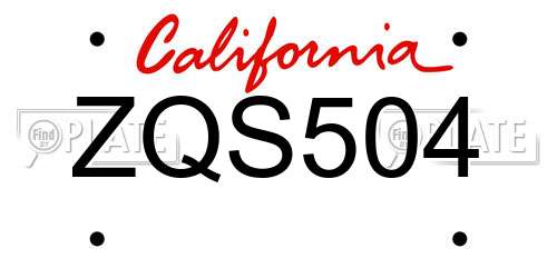 ZQS504 California License Plate