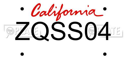 ZQSS04 California License Plate