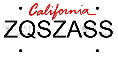 ZQSZASS California License Plate