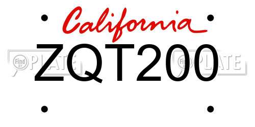 ZQT200 California License Plate