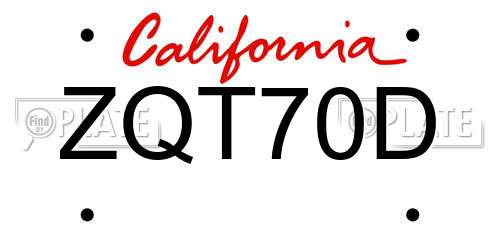 ZQT70D California License Plate