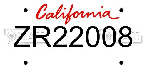 ZR22008 California License Plate