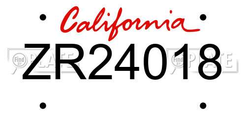 ZR24018 California License Plate