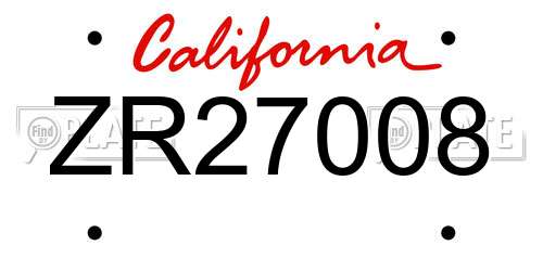 ZR27008 California License Plate