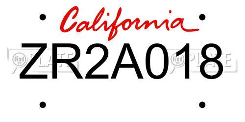 ZR2A018 California License Plate