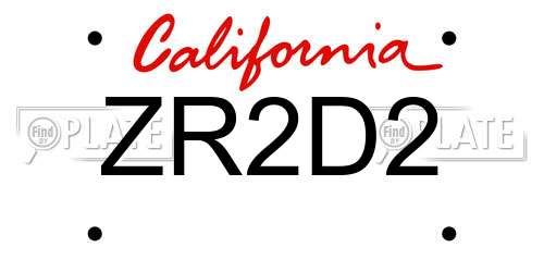 ZR2D2 California License Plate