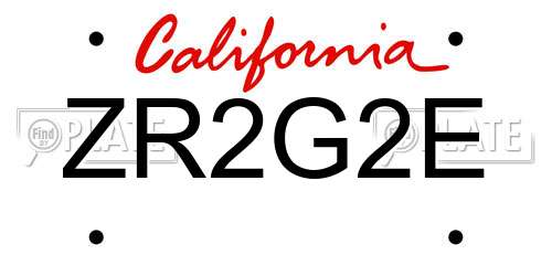 ZR2G2E California License Plate