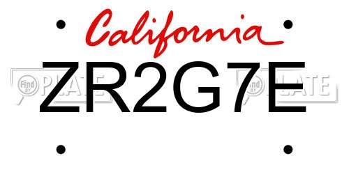 ZR2G7E California License Plate