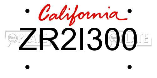 ZR2I300 California License Plate