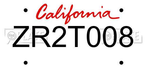 ZR2T008 California License Plate