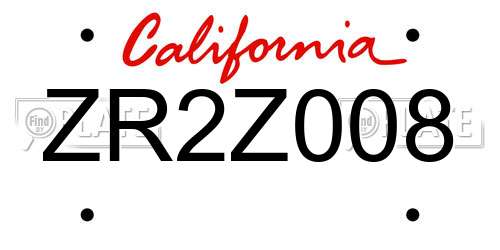 ZR2Z008 California License Plate
