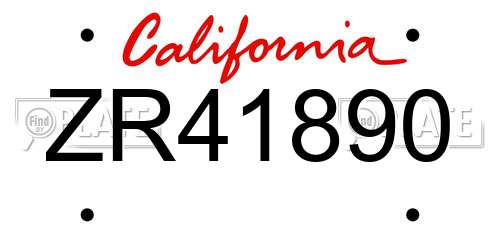 ZR41890 California License Plate