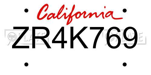 ZR4K769 California License Plate