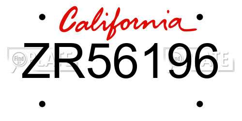 ZR56196 California License Plate