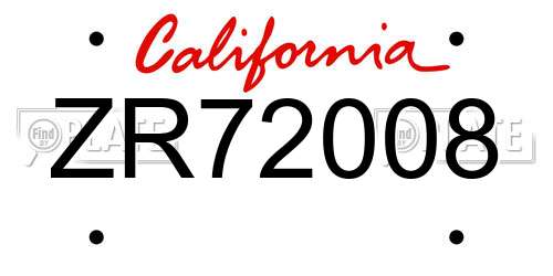 ZR72008 California License Plate