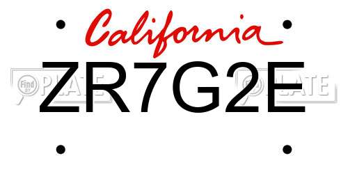 ZR7G2E California License Plate
