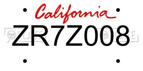 ZR7Z008 California License Plate