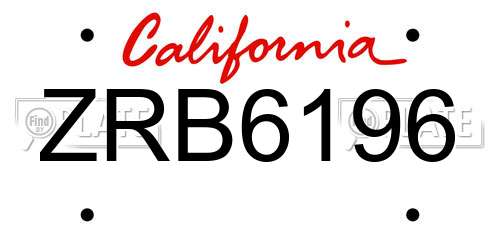 ZRB6196 California License Plate