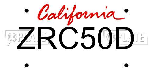 ZRC50D California License Plate