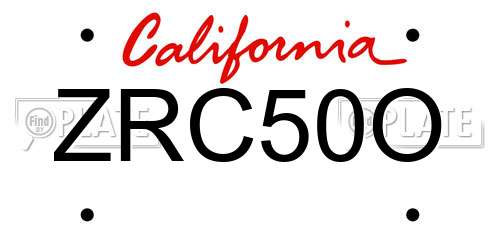 ZRC50O California License Plate
