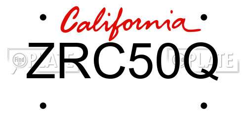 ZRC50Q California License Plate