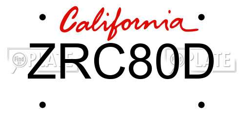 ZRC80D California License Plate