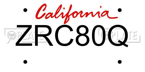 ZRC80Q California License Plate