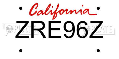 ZRE96Z California License Plate