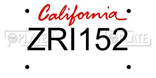 ZRI152 California License Plate