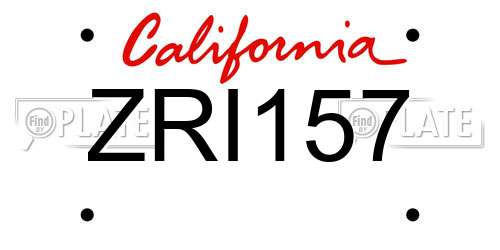 ZRI157 California License Plate