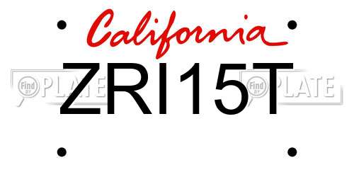 ZRI15T California License Plate
