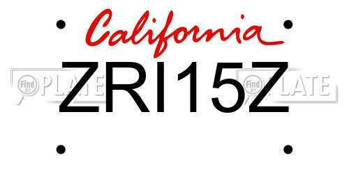 ZRI15Z California License Plate