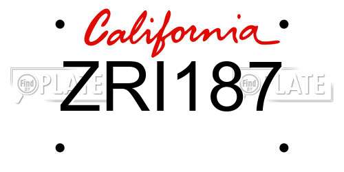 ZRI187 California License Plate