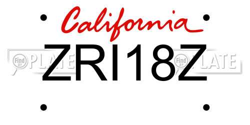 ZRI18Z California License Plate