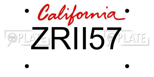 ZRII57 California License Plate
