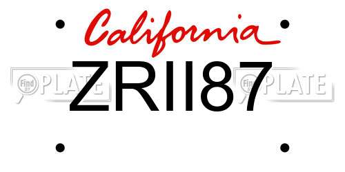 ZRII87 California License Plate