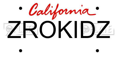 ZROKIDZ California License Plate