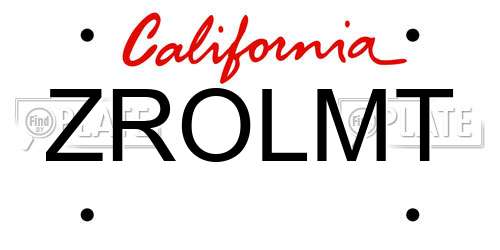 ZROLMT California License Plate