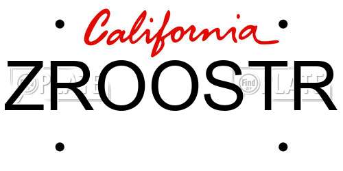 ZROOSTR California License Plate