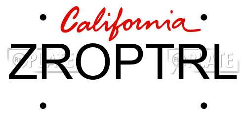 ZROPTRL California License Plate